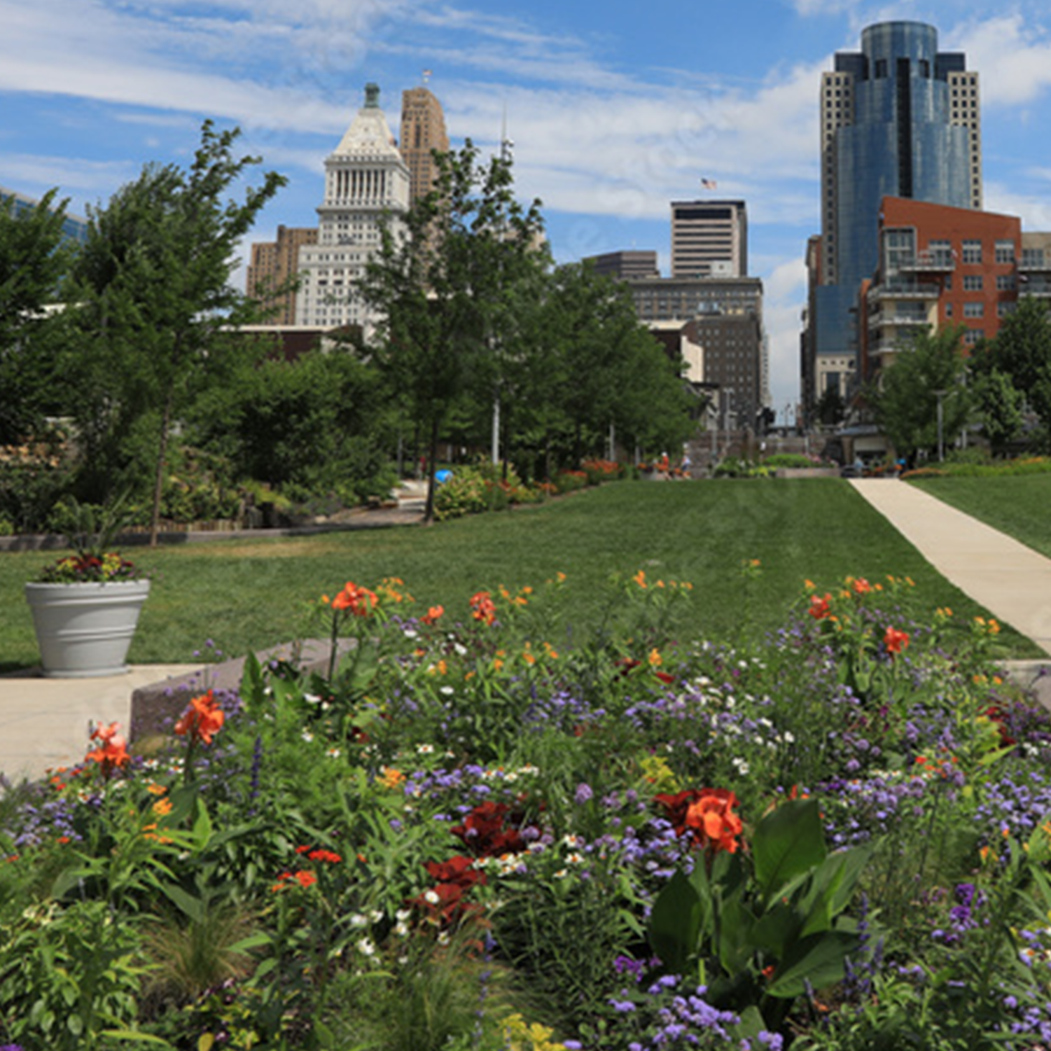 Lawns by Design Cincinnati Ohio skyline from Smale Riverfront Park